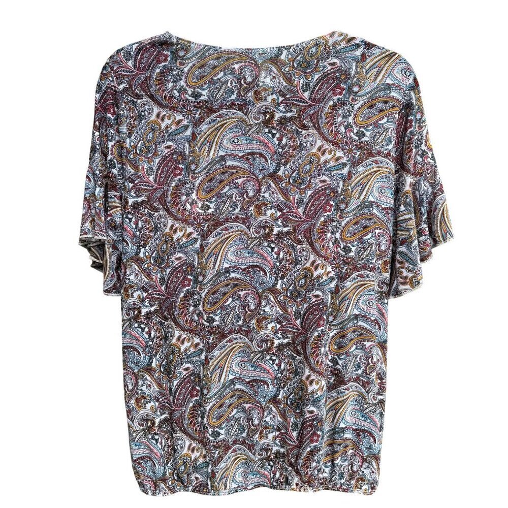 PerSeption Paisley Boho Festival Top Hippie Flutter Sleeve Tassel Ethereal M - Picture 2 of 8